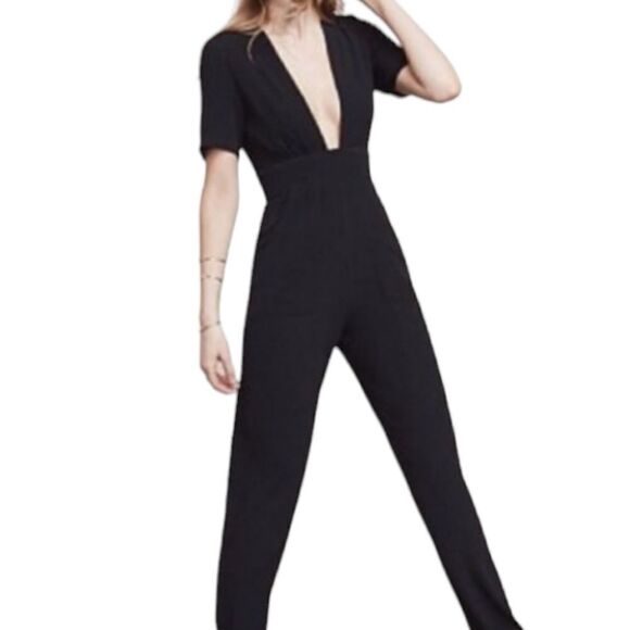 Reformation deep plunging v-neckline jumpsuit, xs - Picture 2 of 8